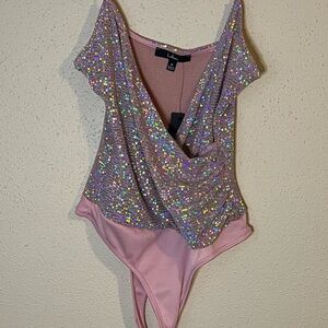 Lulu's Iridescent Sequin Bodysuit